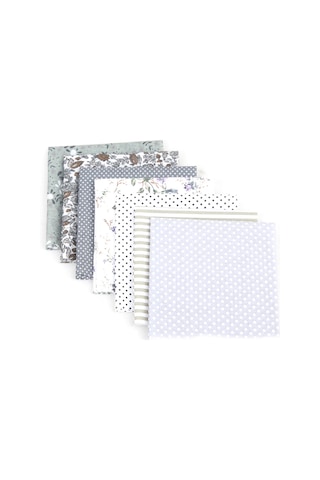 Fosenze El İşi İçin 7 Parça Pamuklu Kumaş Seti - Dıy Çanta, Yastık Kılıfı, Masa Örtüsü Yapımı Gri