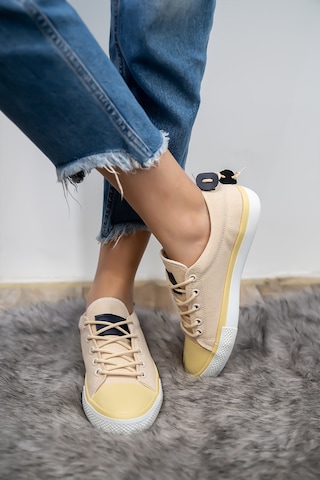 Kadın Erkek Keten Bej Sneaker Bej