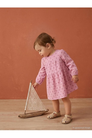 Civil Baby Kız Bebek Puan Baskılı 6-18 Ay Elbise - Pembe