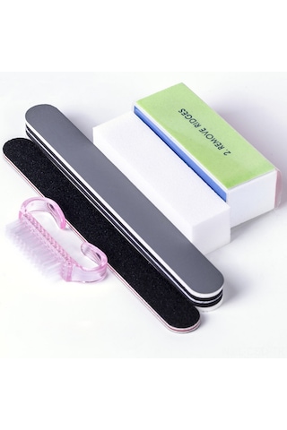 Samdoo 5'li Tırnak Aracı Seti: Çift Taraflı File, Tampon Blok, Sponge File, Fırça Ve Beyaz File İle Tırnak Polishing, Tasarım Ve Temizlik