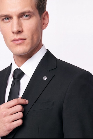 Efor Slim Fit Mono Yaka Çift Yırtmaç Yünlü Siyah Takım Elbise Tk 949