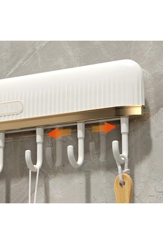 Yapışkanlı Askı Seti, Hareketli Kancalar, Anahtarlık Ve Havlu Askısı, Banyo Ve Mutfak İçin Çok Amaçlı Organizer, Kepçe,kevgir Askısı 000 Açık Krem