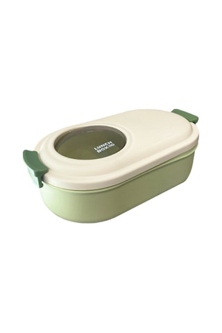 Sevimli Öğle Yemeği Kutusu, Okulda Gençler Ve Çocuklar İçin Taşınabilir 2 Bölmeli Saklama Kabı Yeşil
