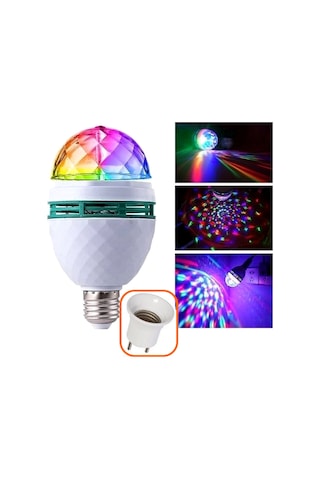 Renkli Disko Ampulü Lambası E27 Duy Hediye Led Ampul Dönen Disco