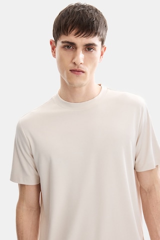 Backandbond Ekru Regular Fit Örme Bisiklet Yaka Tişört