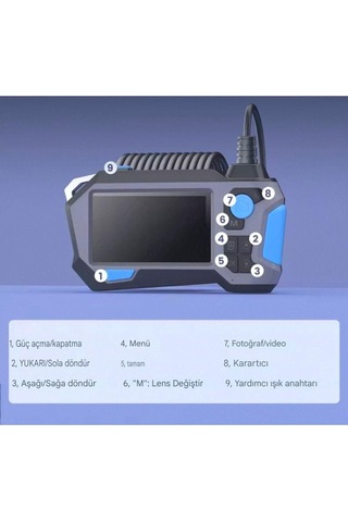 360 Motorlu Ekranlı Çift Lensli 5 Metre Yılan Kamera Tf Kart Girişlidir -130000