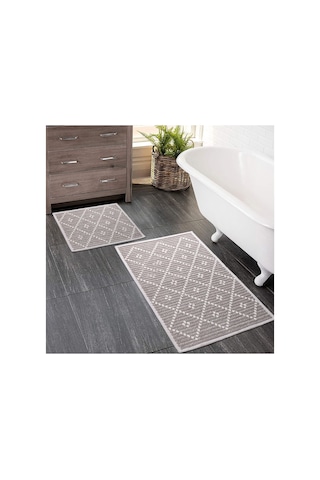 2 Li Bukle Banyo Takımı Banyo Tekstili/modern/doğal/sade/şık Kaymaz Taban -1069 Kahve
