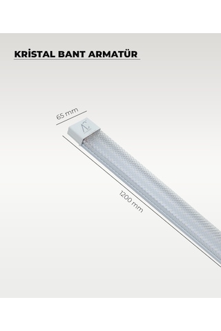 60w Beyaz Kristal Led Bant Armatür 3200k Sarı Işık Siyah