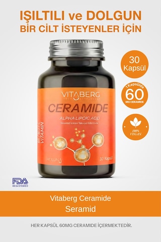 Ceramide 30 Kapsül Seramid, Alfa Lipoik Asit, Vitamin C, B6 Ve B12 Vegan