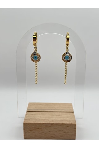 Arnes Jewelry Çelik Zirkon Taşlı Göz Sallantılı Küpe Ar189nes Gold