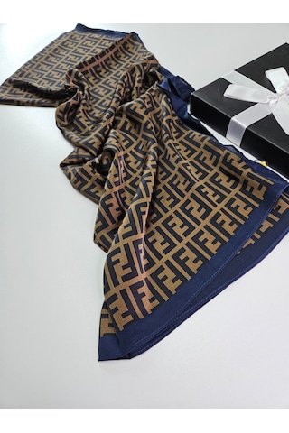 Miorel Scarfs F Desen İthal Vual İpek Şal Aksesuar Fular Silk Scarfs Shawl Hijab Kahverengi