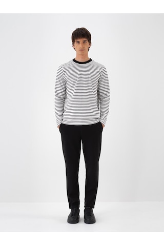 Siyah Pamuk Dokulu Slim Fit Jogger Pantolon 380180 Siyah