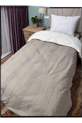 Clasy %100 Pamuk Ranforce Tek Kişilik Çift Taraflı Yorgan Arakis V3 Kahve Düz Desen