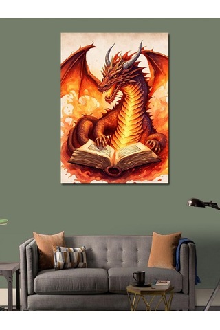 Kanvas Tablo Kitap Okuyan Ejderha 70cmx100cm