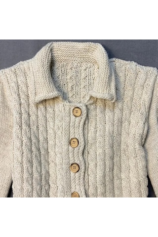 Uretti - Kadir 7704 - El Örgüsü Unisex Çocuk Yün Hırka - 8 / 10 Yaş Bej