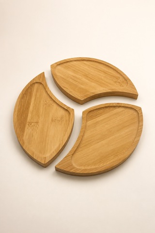 Circle - 3 Parça Bambu Çerezlik Sunumluk 21 Cm Bambu