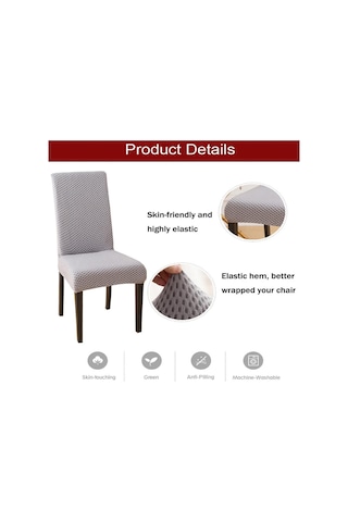Açık Gri Spandex Jakarlı Sandalye Düz Renk Streç Mobilya Koruyucu Slipcovers Yemek Odası Düğün Için Çıkarılabilir Sandalye Kapakları