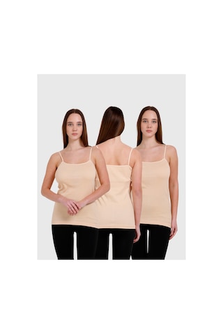 Clara Butik 3'lü Basic Ip Askı Atlet Ten