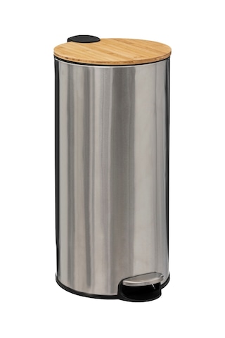 5five Çöp Kovaları Simply Smart Bambou 30 Lt Metal Inox