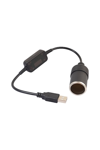 Sürüş Kaydedici Güç Kablosu Usb'den Çakmak Soketi Dişi Konektöre, Usb 5v'dan 12v'a Yükseltici Güç Adaptör Kablosu 5v'dan 12v'a 60 Cm. 1 Adet