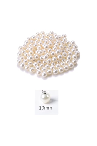 100 Gram 10mm Krem Renk Plastik İnci Boncuk Çanta Ve Takı Yapım Boncuğu 190 Adet