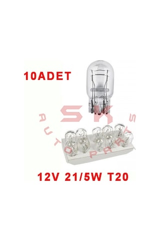 Skauoto 12V 21 5W 1016 T20 Dipsiz Ampul Çift Duy W21 5W 10 Adet