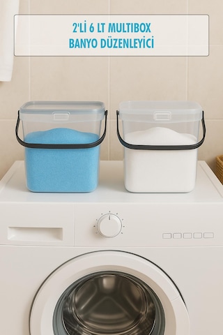 2 Li Multibox Deterjanlık Kutusu & Banyo Düzenleyici & Saklama Ku Şeffaf