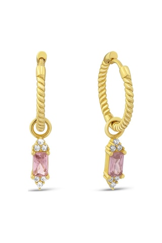 Pembe Taşlı Altın Küpe