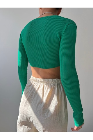 Mai Collection Mai Studios Co. Berta Yeşil Triko Crop Yeşil