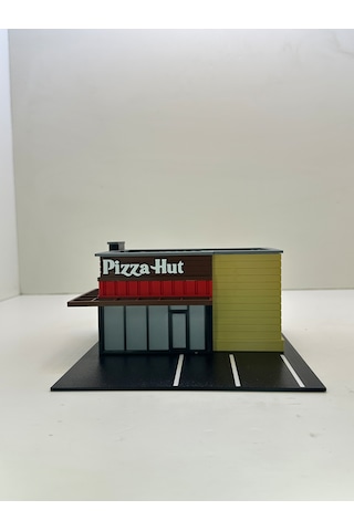 3d Baskı 1/64 Ölçekli Pizza Hut Bina Tasarımlı Diorama Araç Sergileme Garajı