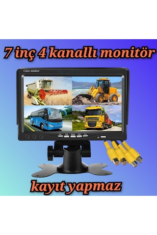 7 İnç Hybrid Monitör 4 Kanallı - Kamerasız Kayıt Yapmaz 12-24...
