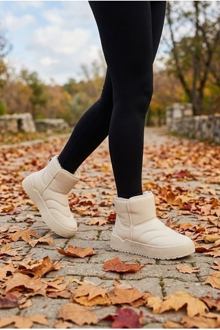 Shoetek Naile Kadın Bot İçi Kürklü Kapitone Dikiş Desenli Bej