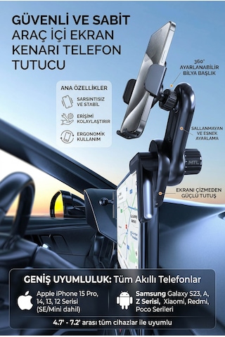 Magsafe Uyumlu 2in1 Araç İçi Telefon Güçlü Mıknatıslı Ekran Arkası Ve Havalandırma Tutucu Mt6084 Çok Renkli