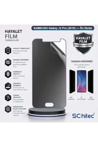 Galaxy J2 Pro 2018 Uyumlu Ön Yüzey Hayalet Privacy Hidrojel Ekran Koruyucu