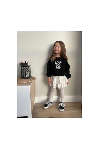 Çağlar Barbosa Sweatshirt Etek Kız Çocuk Takım Siyah