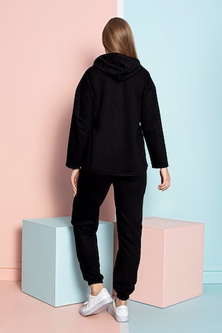 Nisanca Mevsimlik Kapüşonlu Kadın Eşofman Takımı - Ev Giyim Siyah