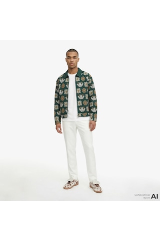 Adidas Monogram Allover Print Loose Yeşil Ceket Jy2997