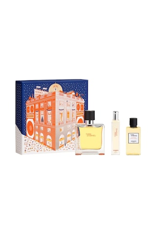 Hermes Terre D'hermes Parfum 75 Ml + 15 Ml + 40 Ml Shower Gel Erkek Parfüm Seti Odunsu