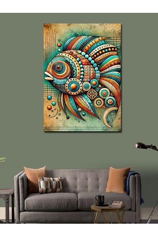 Kanvas Tablo Soyut Renkli Balık 50cmx70cm