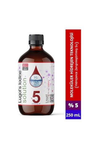 Lugol's %5 İyot Çözeltisi İyot Damla Cam Şişe 250 ML
