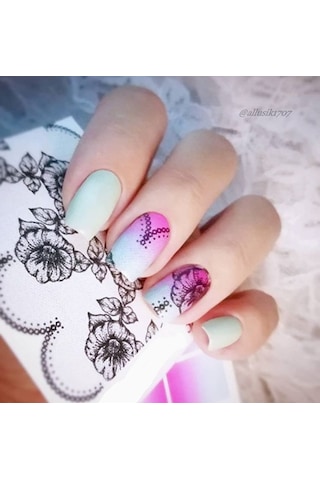 Dantelli Gül Tırnak Sticker Tırnak Dövme Nail ART 326