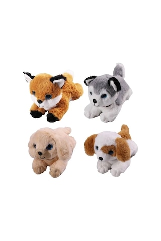 Havlayan Yatan Peluş Köpek 25 Cm Oyuncak Çok Renkli
