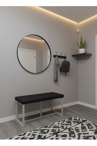 Özcan Metal Puf Bench Metal Ayaklı Bench Puf Bank Antre Mutfak Salon Yatak Odası Puf Bank 105 40 Gri