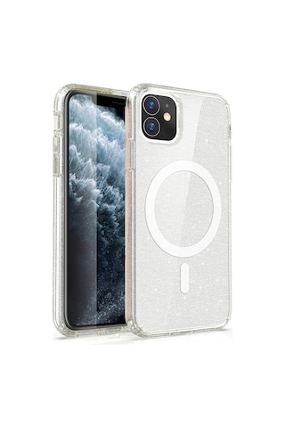 Nourthkiingdom Apple Uyumlu iPhone 11 Kılıf Magsafe Şarj Özellikli Parlayan Simli Saydam Renkli Nrtk Allstar Kapak - Mor Mor
