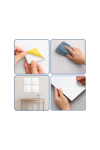 Kendinden Yapışkanlı Pleksi Ayna Levha, Kırılmaz Akrilik, 5x5 Cm Açık Gri