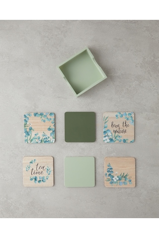 English Home Gum Ahşap 7 Parça Bardak Altlığı Renkli Çok Renkli
