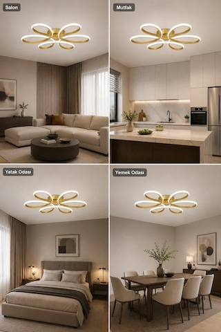 AvizeGO Niva Led Plafonyer Avize 3 Renk Kumandalı Eskitme