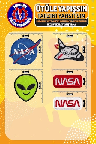 Ütü İle Yapışan Arma Yama, Nasa Uzay Seti 5 Adet Ütüyle Yapışan Nakış Dokuma Aplike Patch Diğer