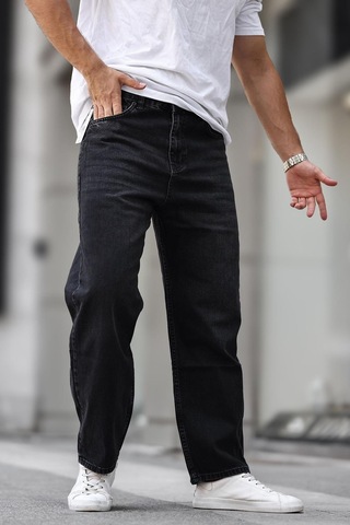 Madmext Siyah Erkek Yıkamalı Baggy Jean 7216-siyah Siyah