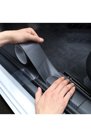 3d Dıy Araba Etiket Koruyucu Şerit Siyah Karbon Fiber Otomatik Kapı Kenar Eşiği Gövde Koruma Anti Çarpışma Itişme Koruması, Seçenekler: 7cmx10m